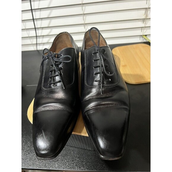 Finsbury Minister Mens Black Cap Toe Dress Shoes Size 7.5 - Picture 4 of 5
